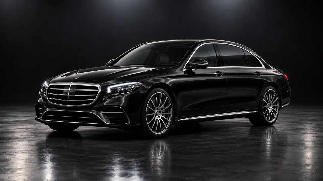 Illustrative Mercedes E-Class; actual vehicles vary