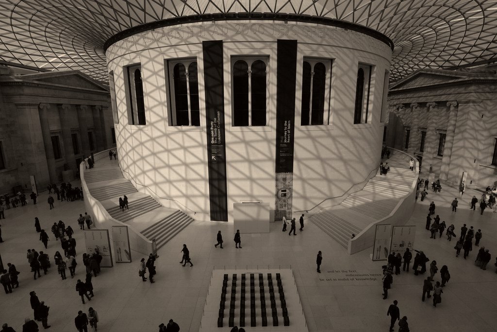 The Great Court of the British Museum under its lattice roof — The British Museum — P5 Chauffeurs